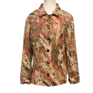 CHICO’S COLOURFUL PRINT LONG SLEEVE/ BUTTON UP/ LINED JACKET/ Size 3